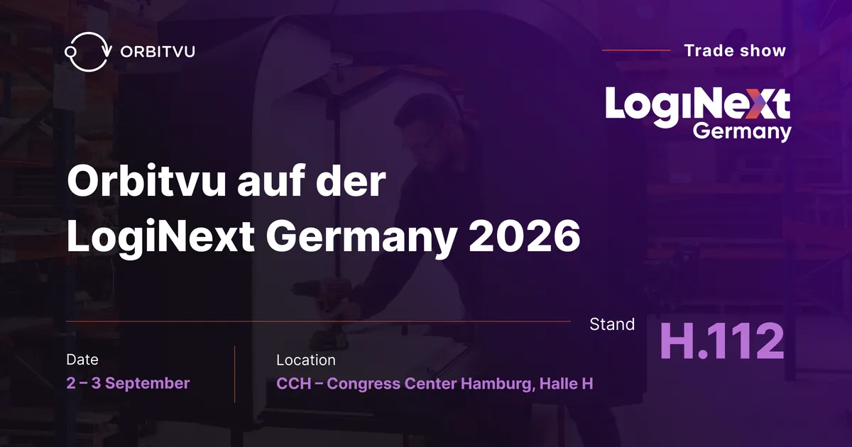 Messebanner der LogiNext Germany 2026 mit Orbitvu