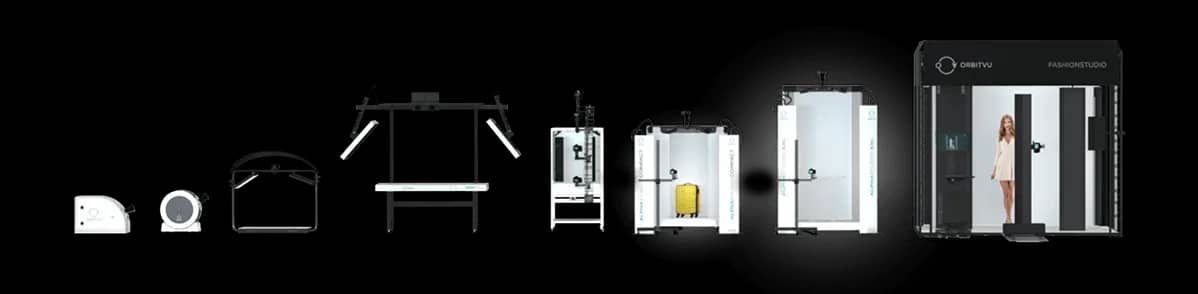 Orbitvu-Reihe automatisierter Produktfotografie-Studios von kompakten Drehtellern bis zum kompletten Fashion Studio