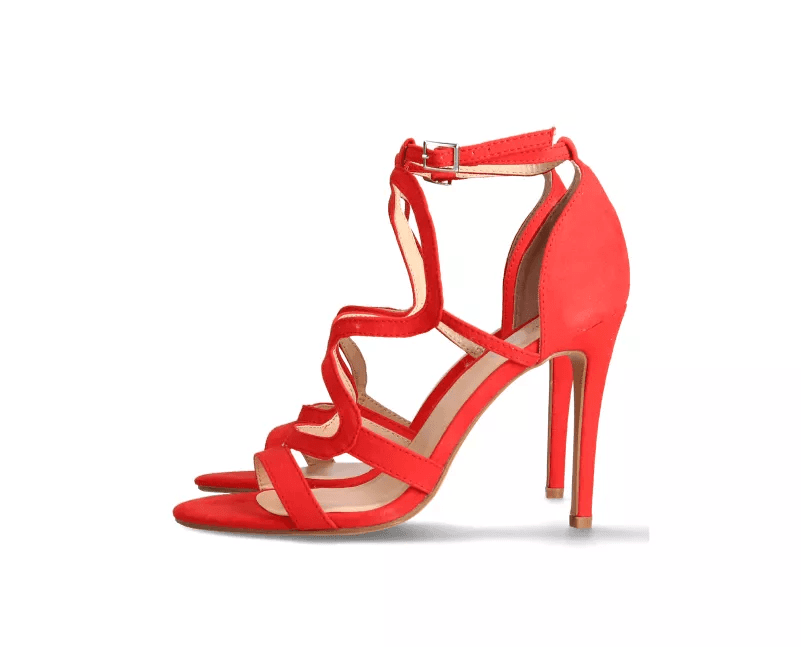 Rote High-Heel-Sandalen