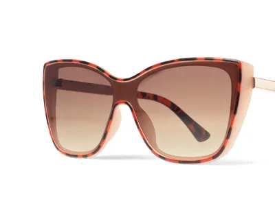 Übergroße Cat-Eye-Sonnenbrille in brauner Schildpattoptik