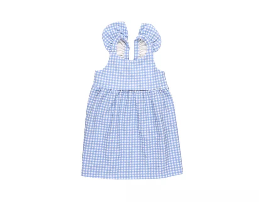 Flat Lay eines blauen Kleids