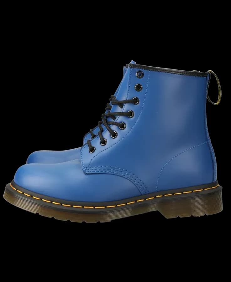 Leuchtend blaue Leder-Schnürstiefel