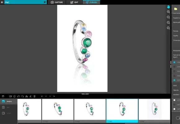 Bearbeitungsansicht für Schmuck-Produktfotos