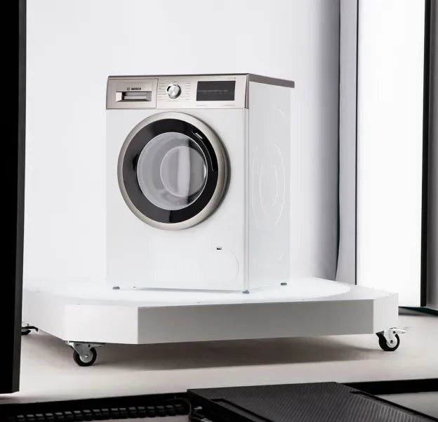 Studio-Fotoshooting einer Bosch-Waschmaschine