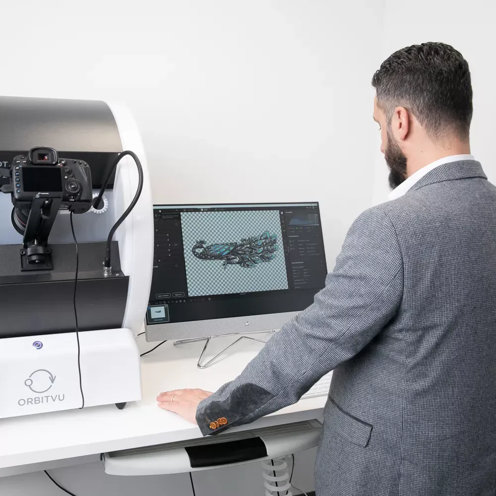 Verwendung von Orbitvu-Fotostudio-Software und -Equipment