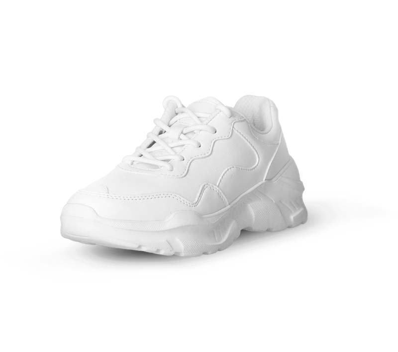 Foto eines weißen Schuhs mit Kontrastproblemen